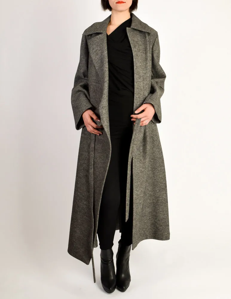 Ann Demeulemeester Vintage Grey Felted Wool Wrap Coat