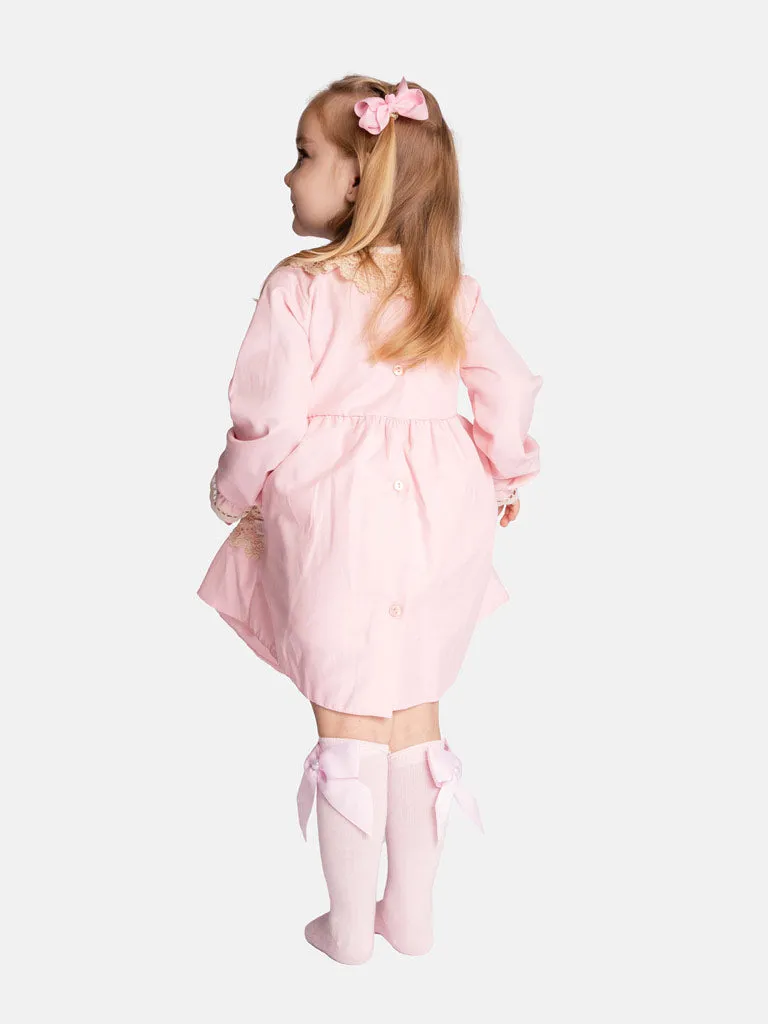Baby Girl Lisa Collection Lace Trim Dress - Pink