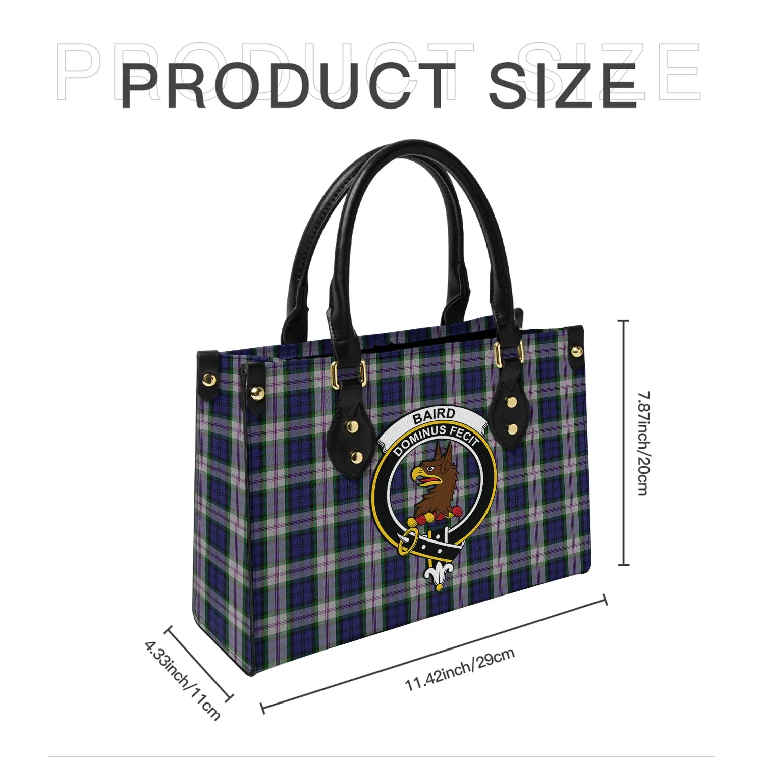 Baird Dress Tartan Leather Bag with Family Crest