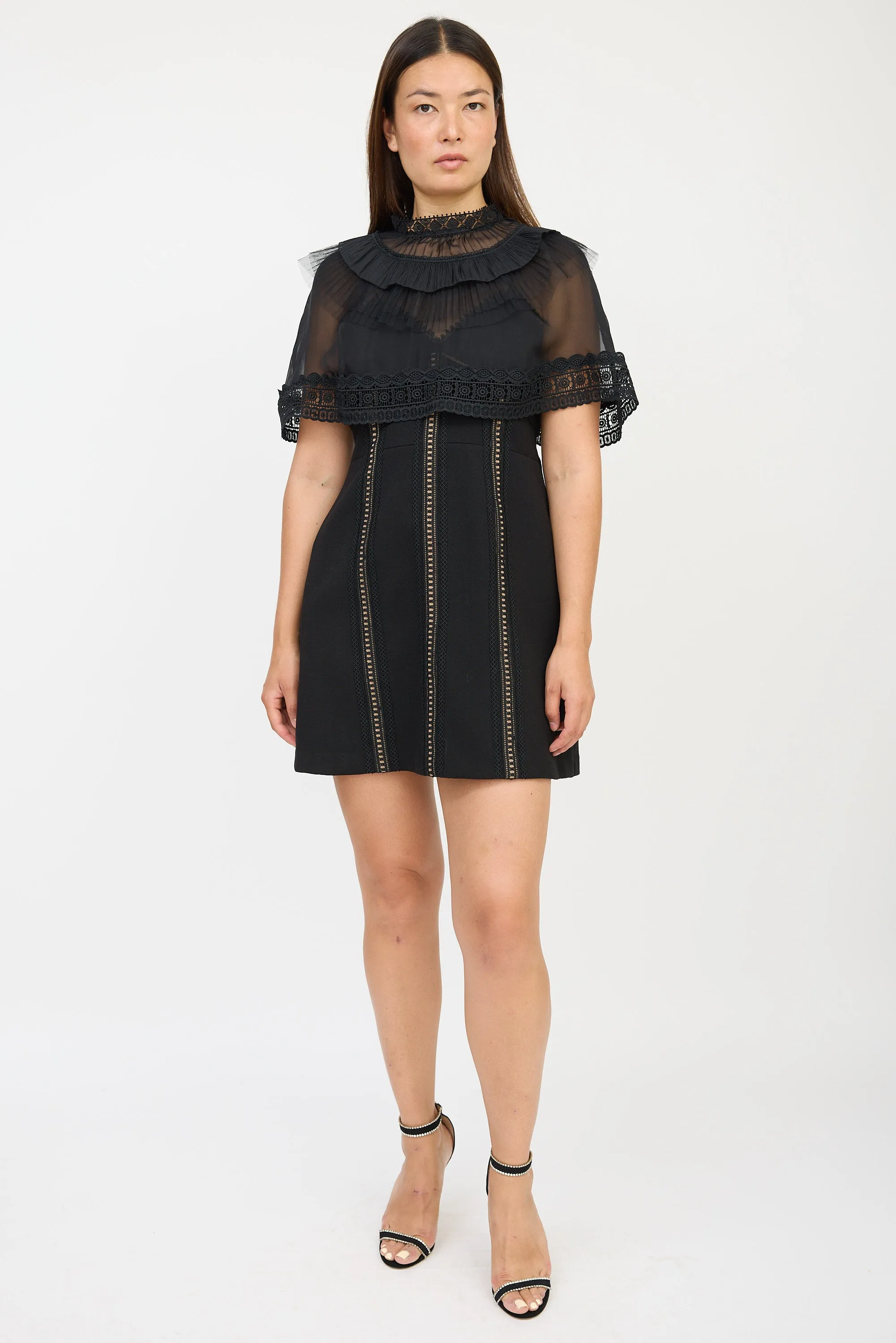 Black Eyelet Ruffled Dress