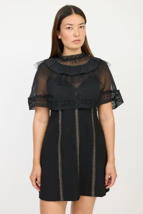 Black Eyelet Ruffled Dress