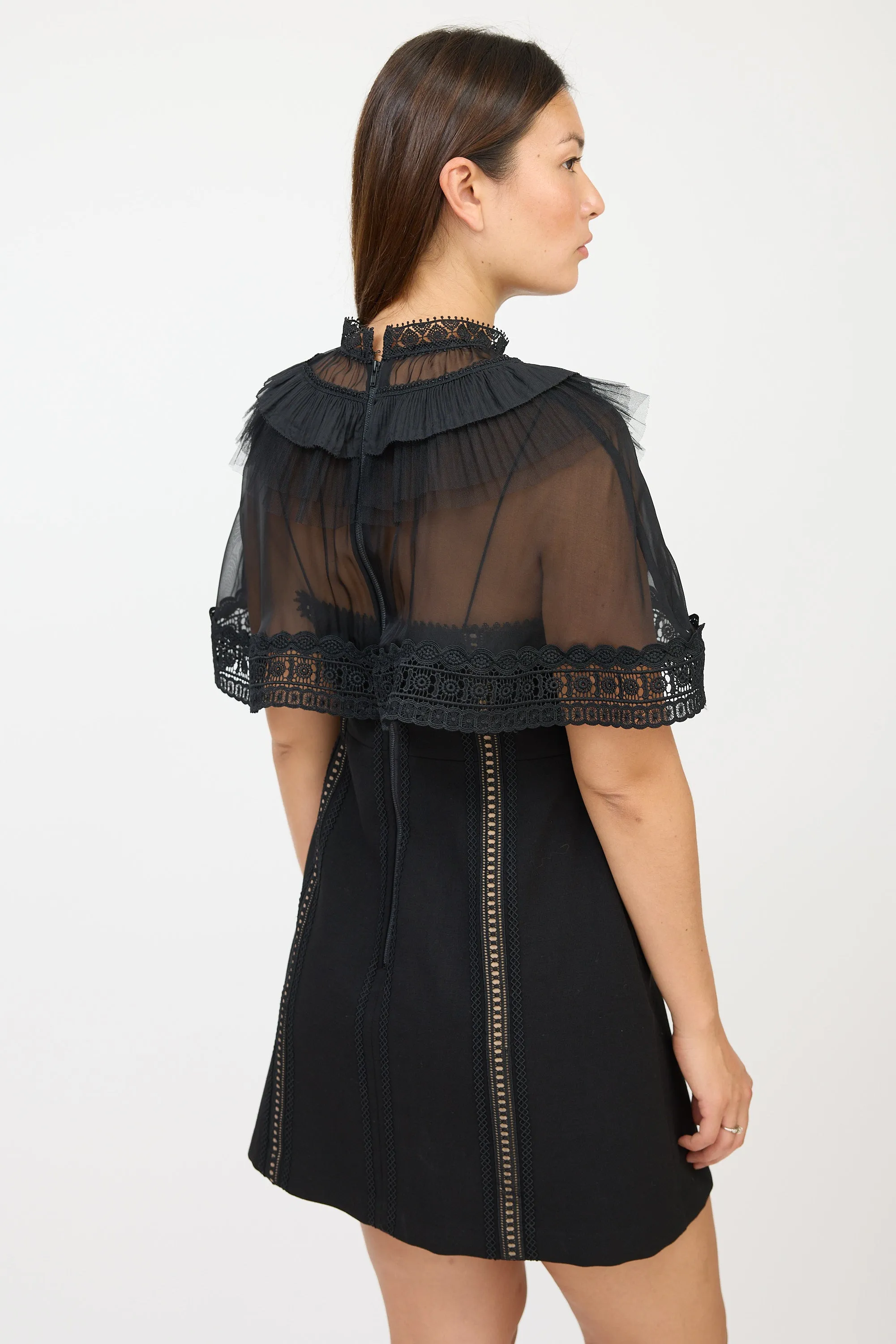 Black Eyelet Ruffled Dress