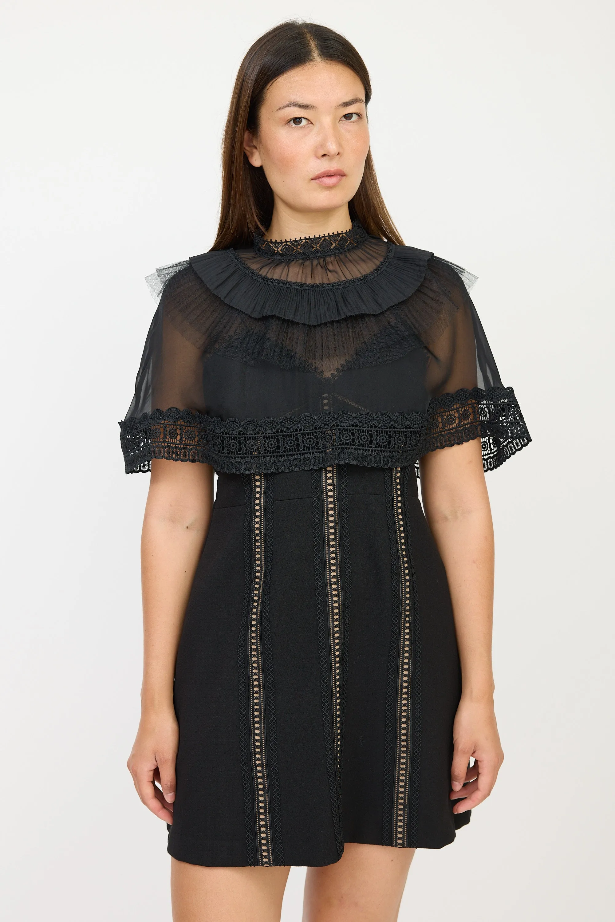 Black Eyelet Ruffled Dress