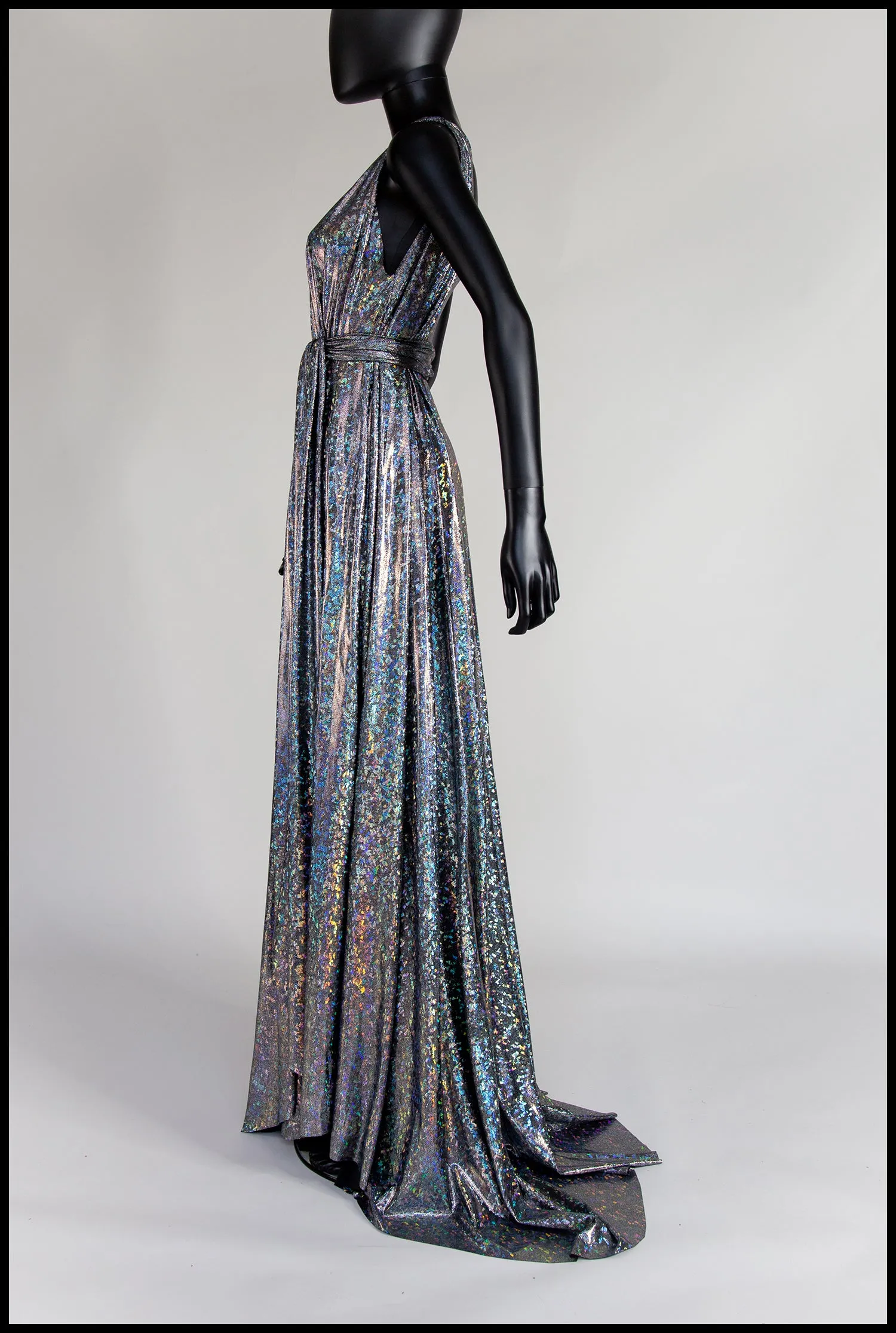 Cher - One Shoulder Silver Holographic Gown