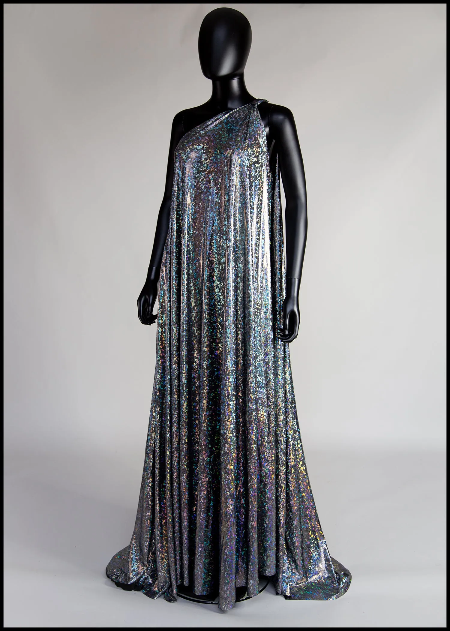 Cher - One Shoulder Silver Holographic Gown
