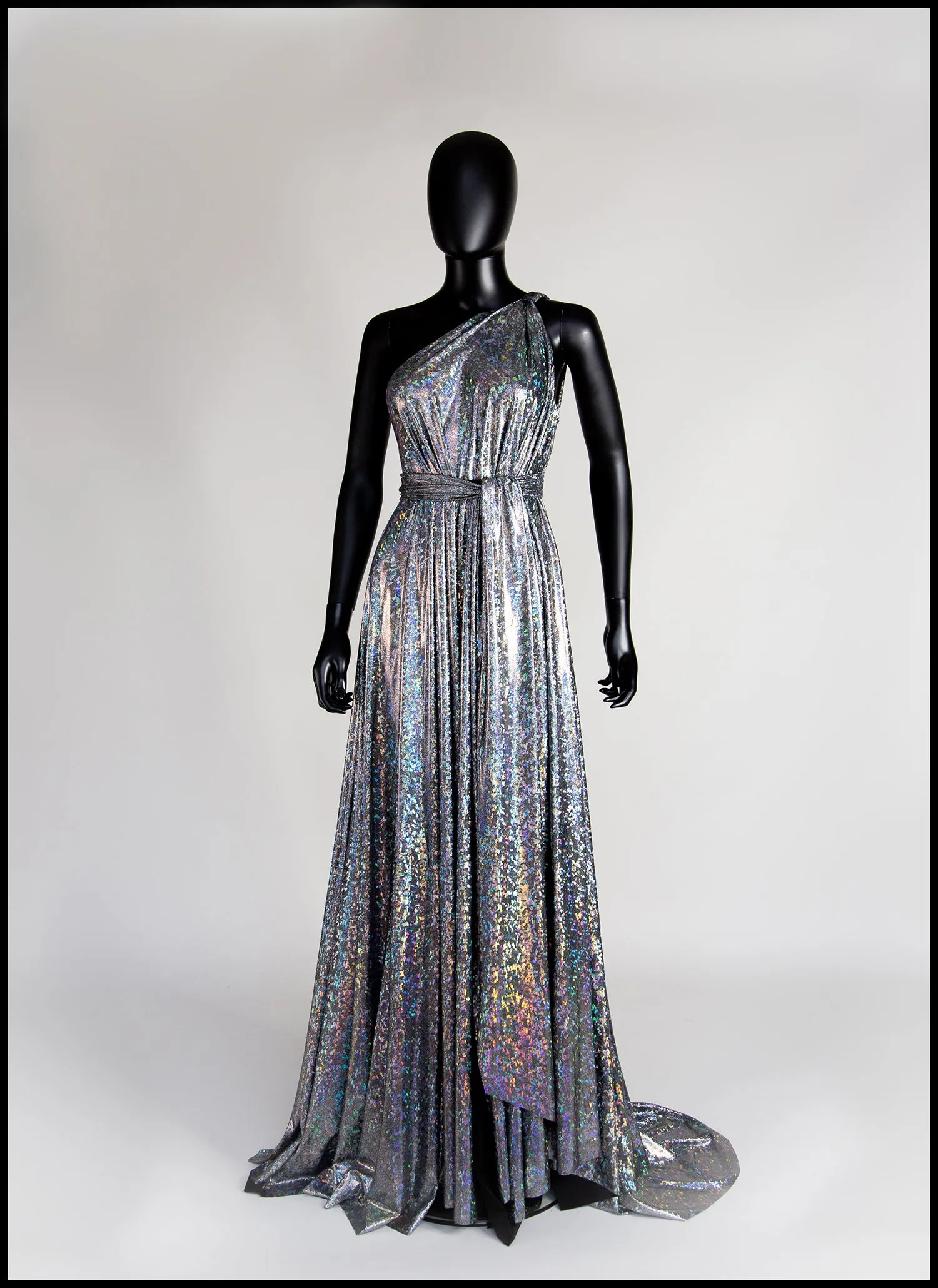 Cher - One Shoulder Silver Holographic Gown