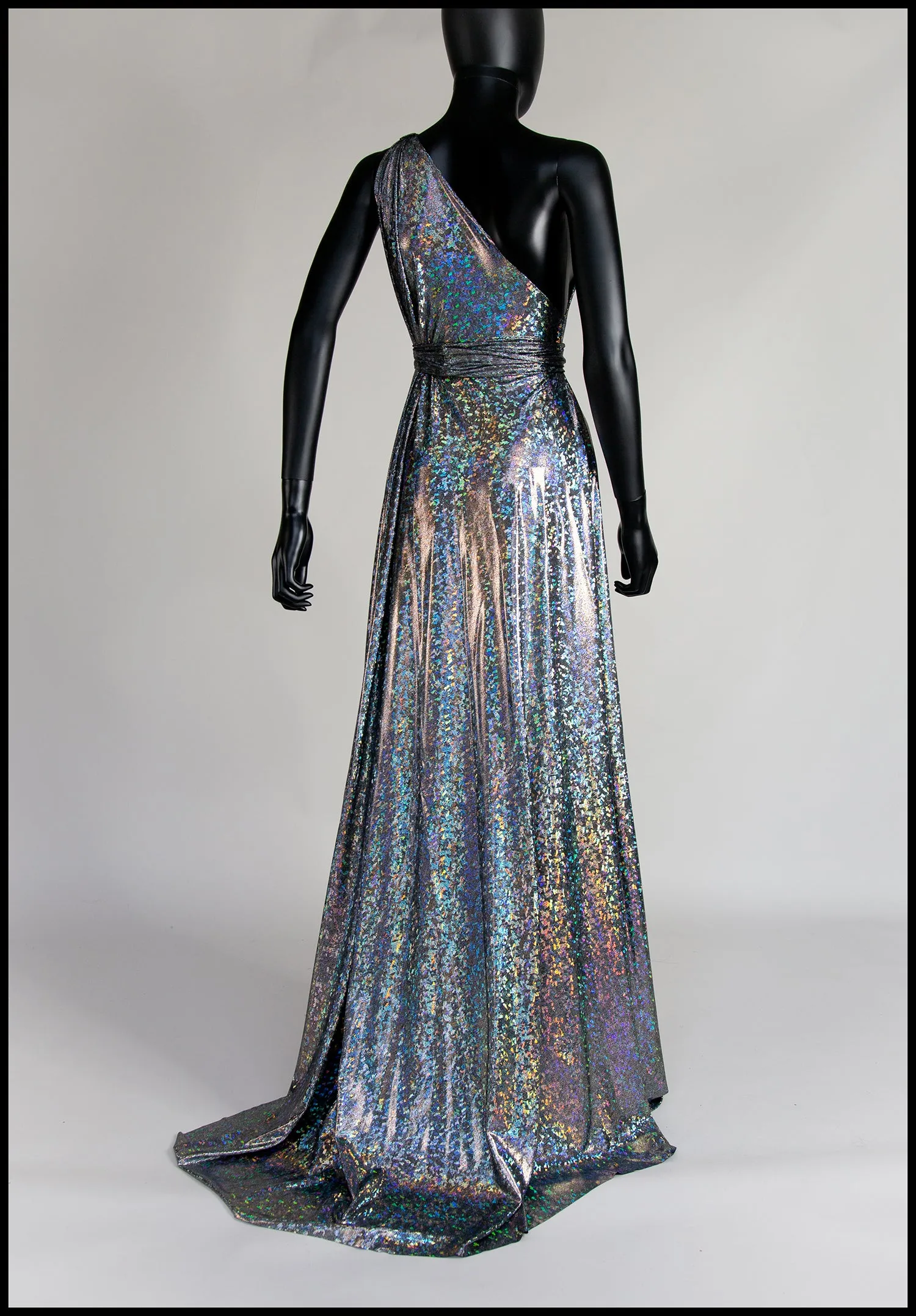 Cher - One Shoulder Silver Holographic Gown