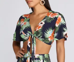 Coastal Vibes Tie Front Top