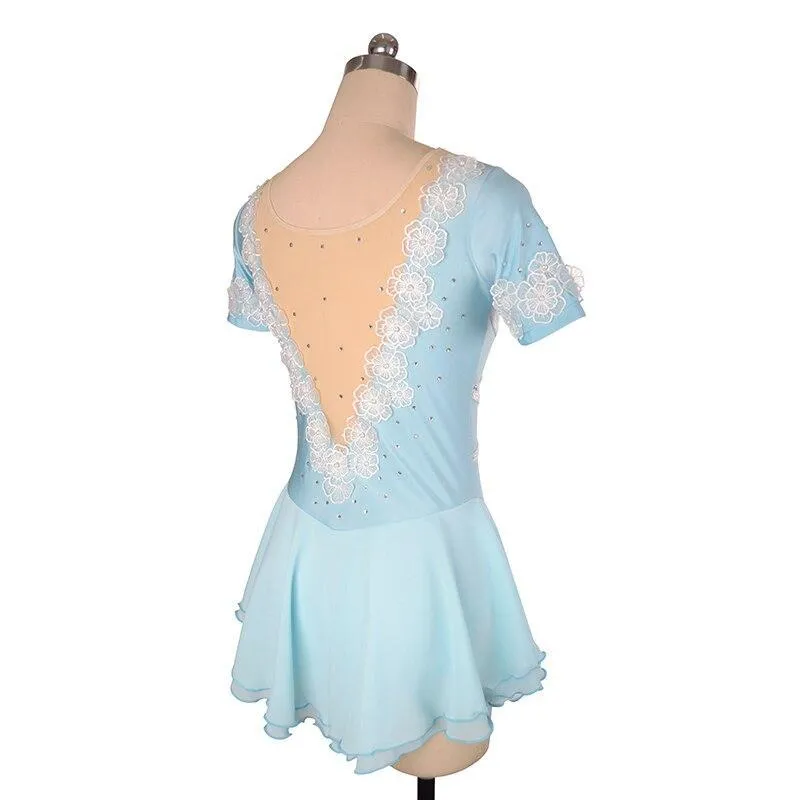 Competition Skating Short Sleeves Flower Appliques