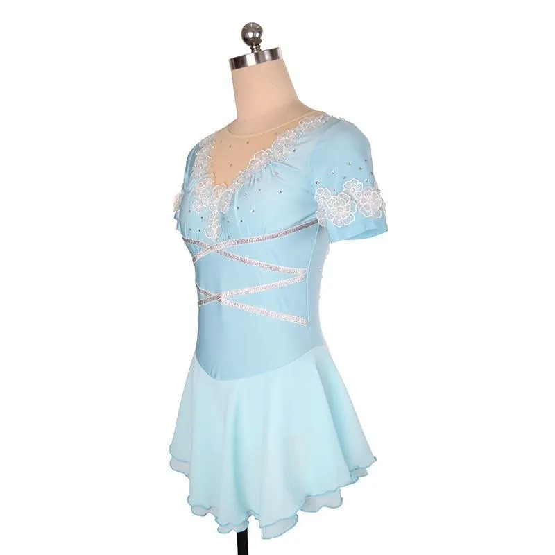Competition Skating Short Sleeves Flower Appliques