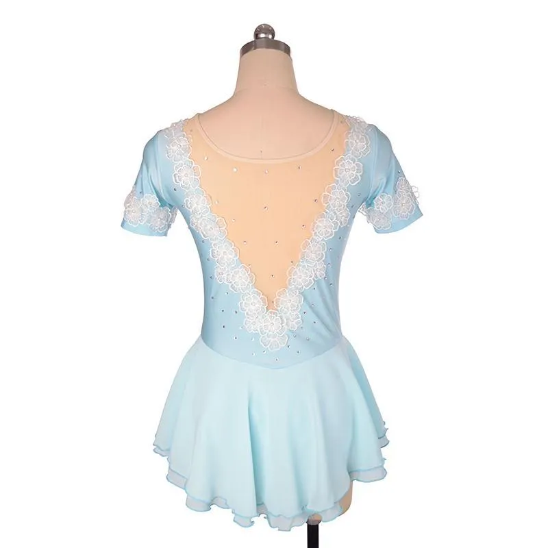 Competition Skating Short Sleeves Flower Appliques