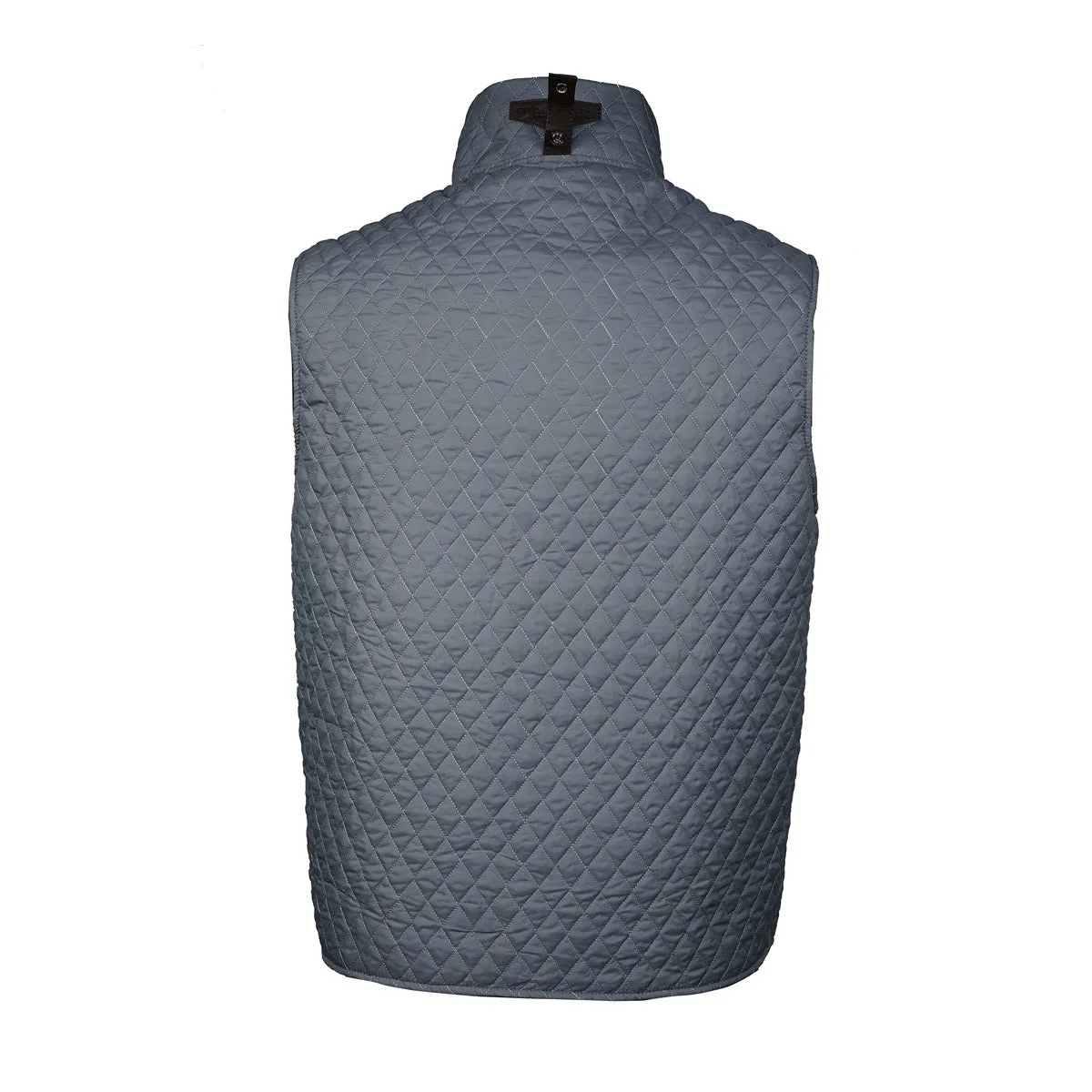 Diamond Stitched Grey vest with Black Leather Trim