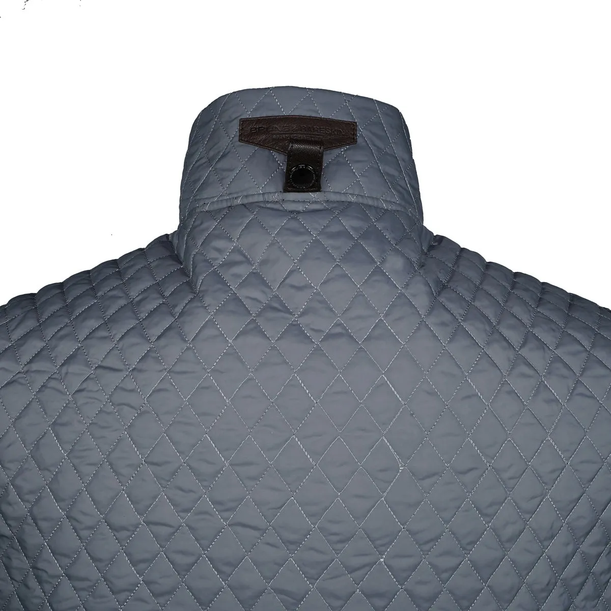 Diamond Stitched Grey vest with Black Leather Trim