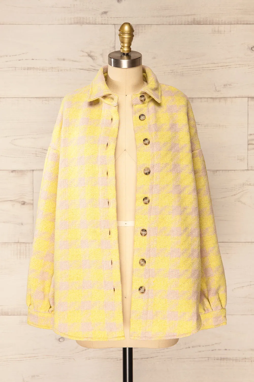 Elche Yellow | Houndstooth Oversized Shacket