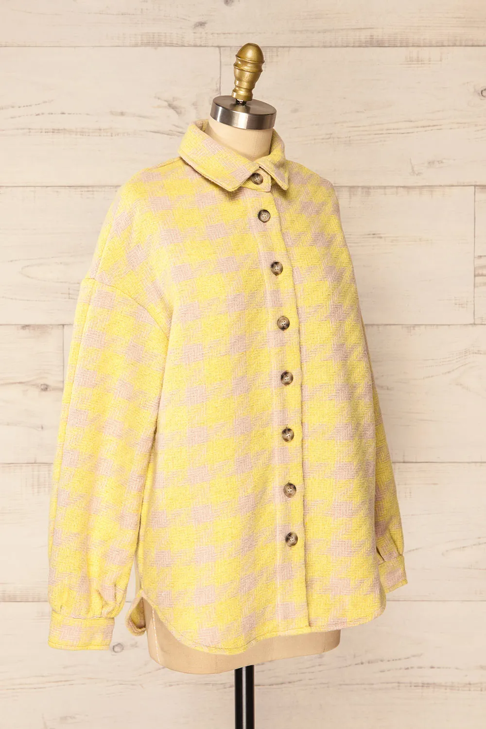 Elche Yellow | Houndstooth Oversized Shacket