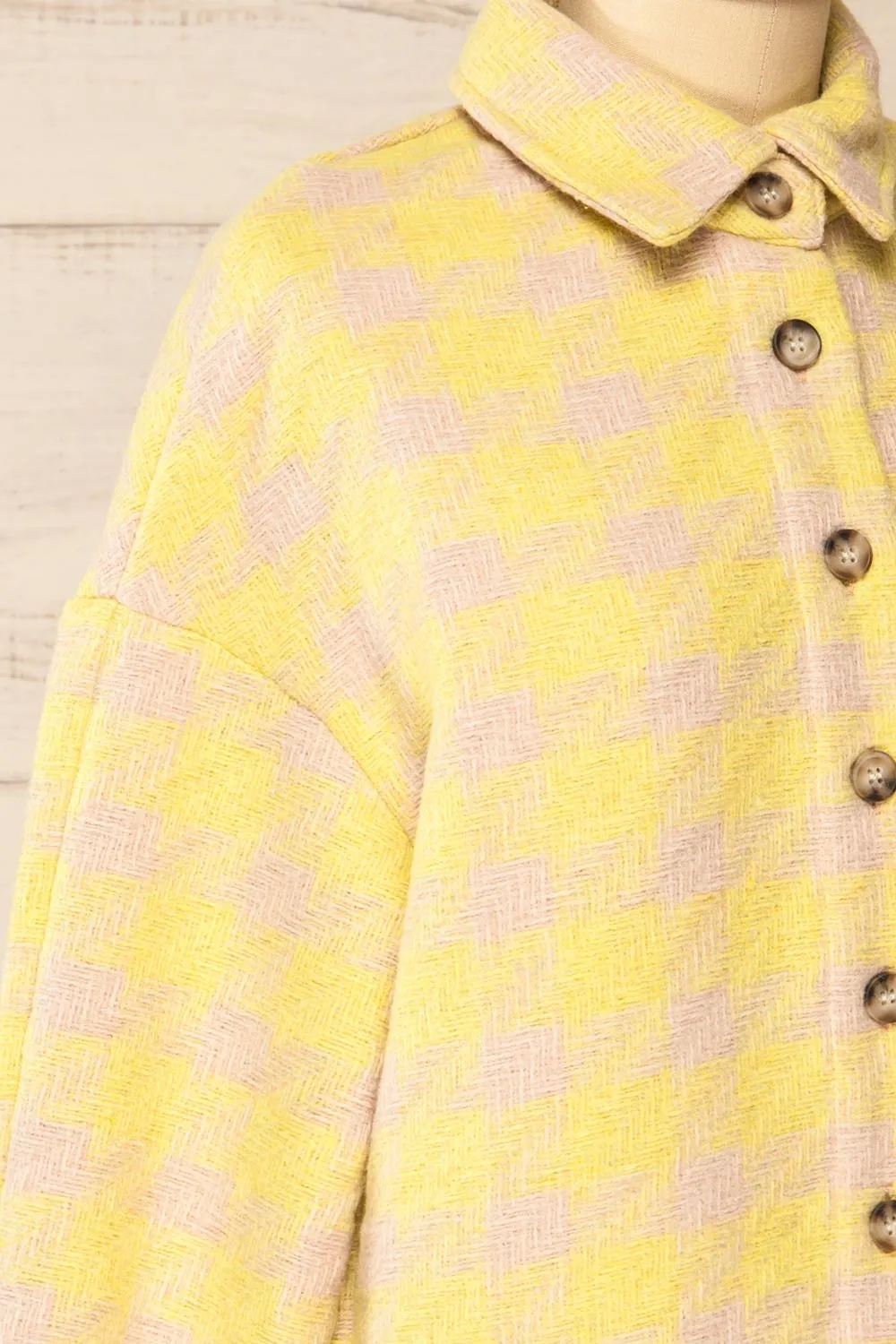 Elche Yellow | Houndstooth Oversized Shacket