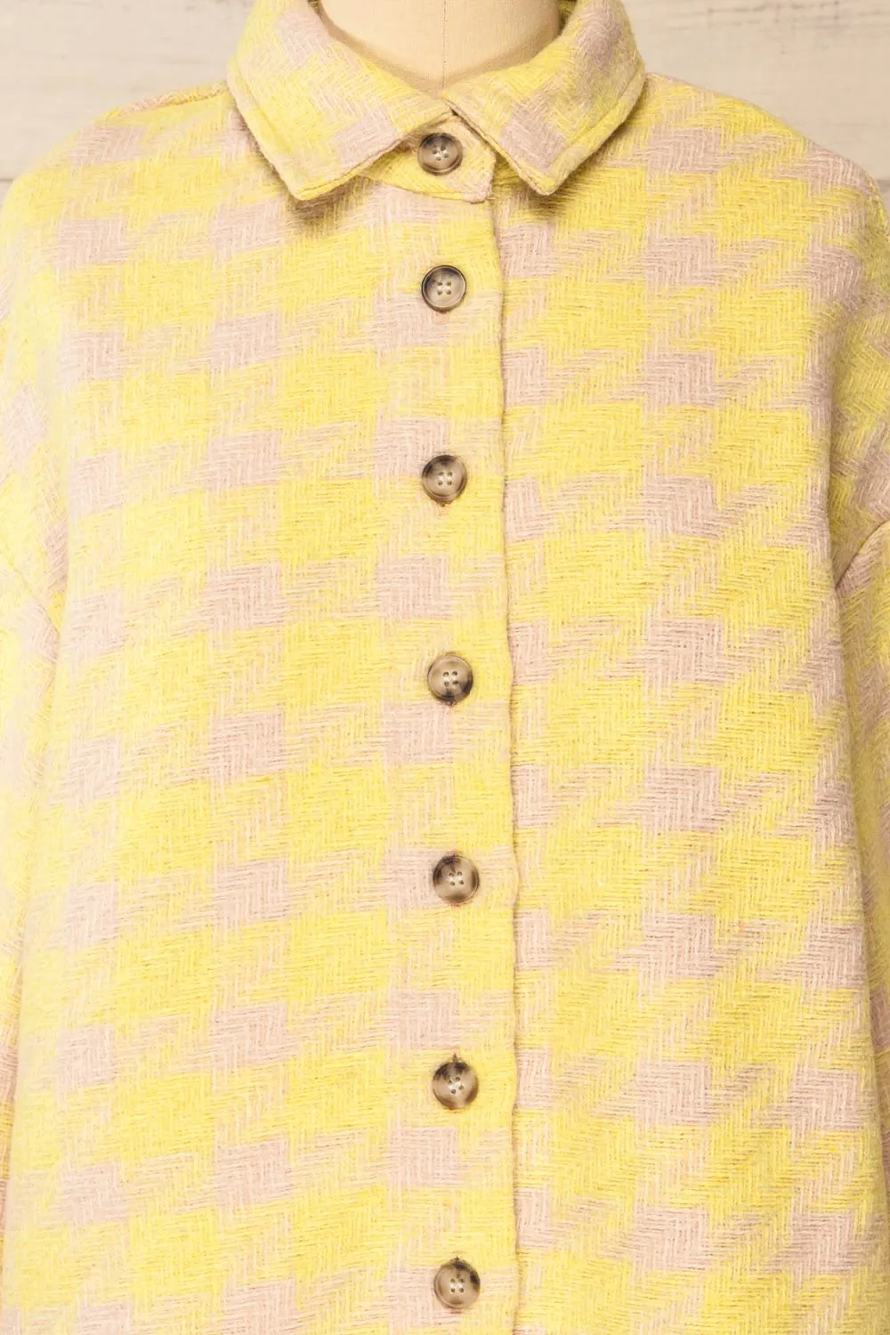Elche Yellow | Houndstooth Oversized Shacket
