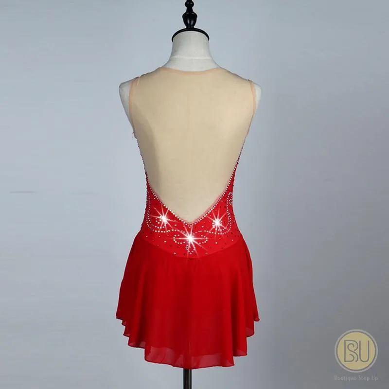 Figure SKating Dress Red lycra and Mesh, Sleeveless