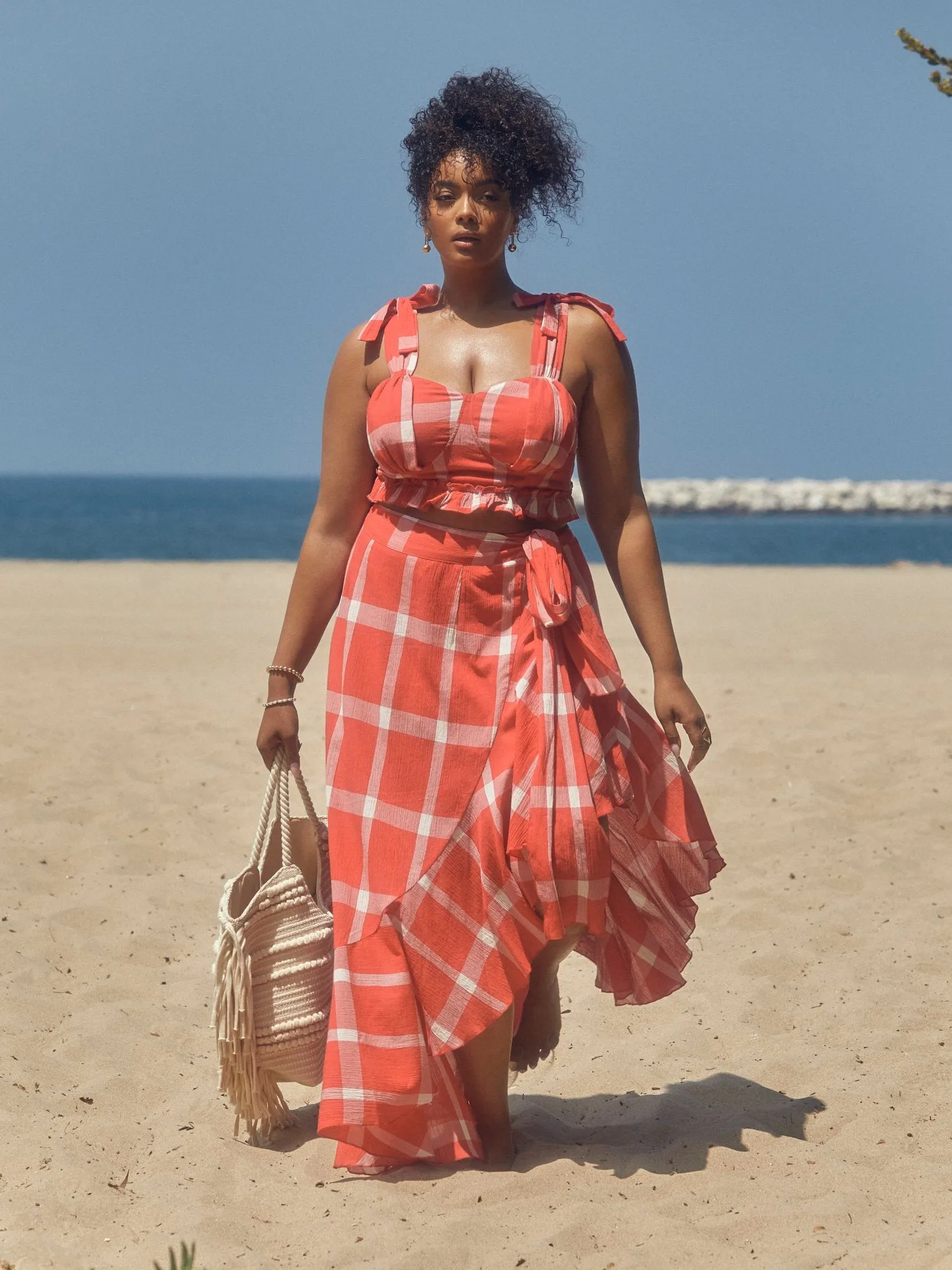 Gina Plaid Ruffle Maxi Skirt
