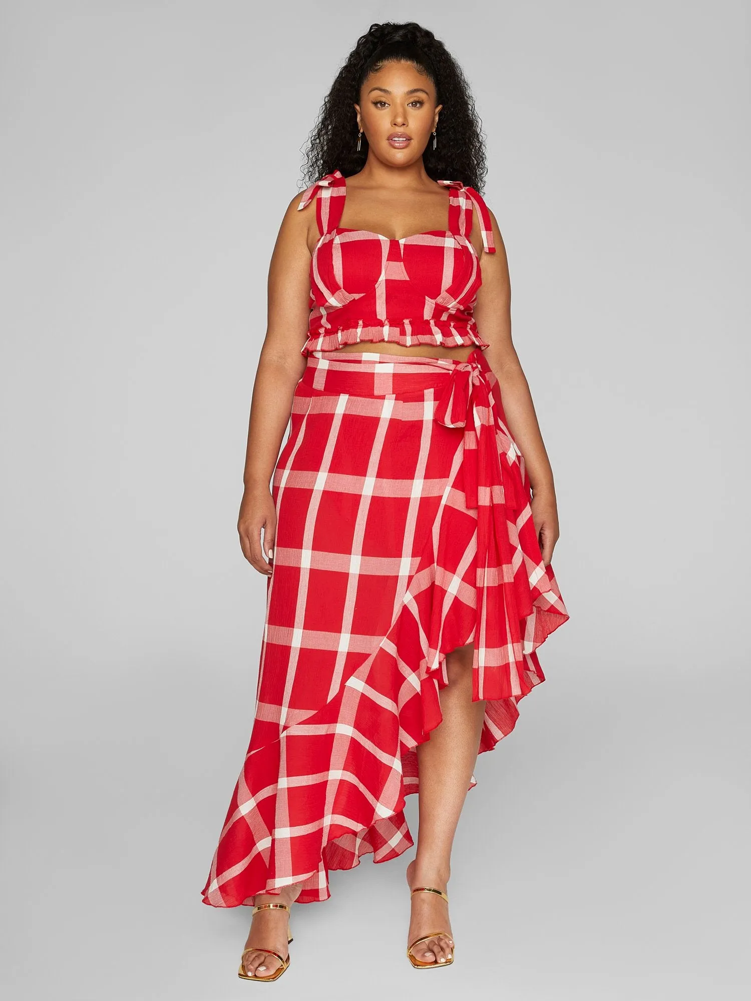 Gina Plaid Ruffle Maxi Skirt