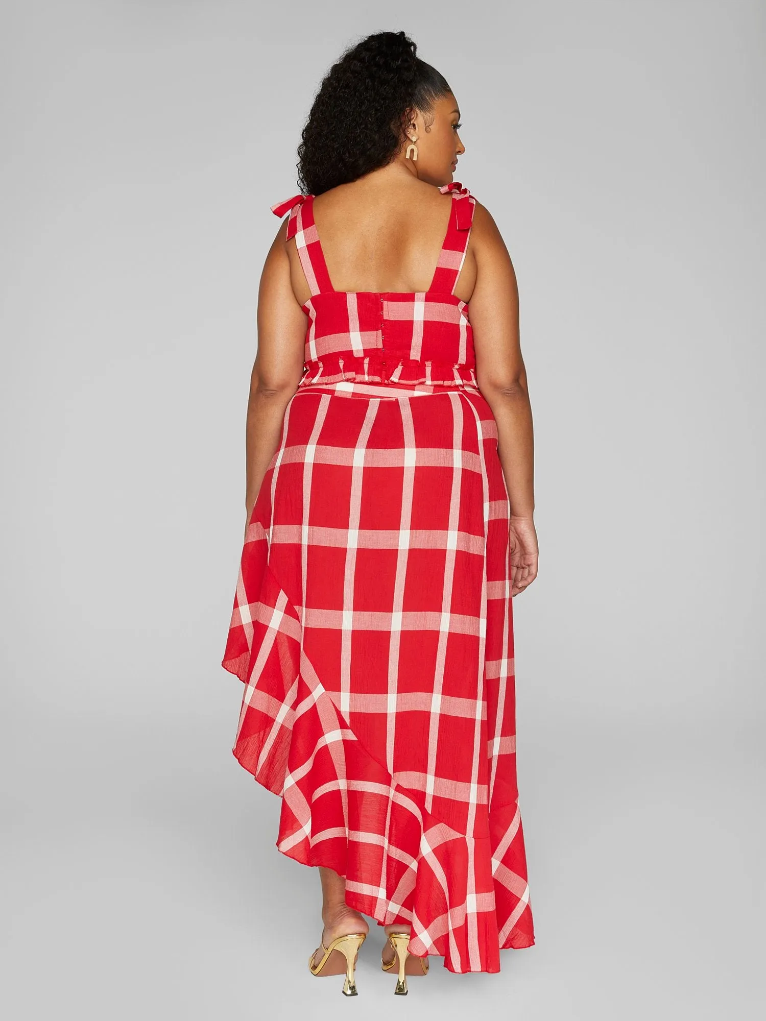 Gina Plaid Ruffle Maxi Skirt