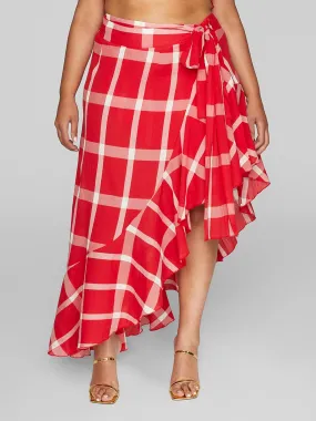 Gina Plaid Ruffle Maxi Skirt