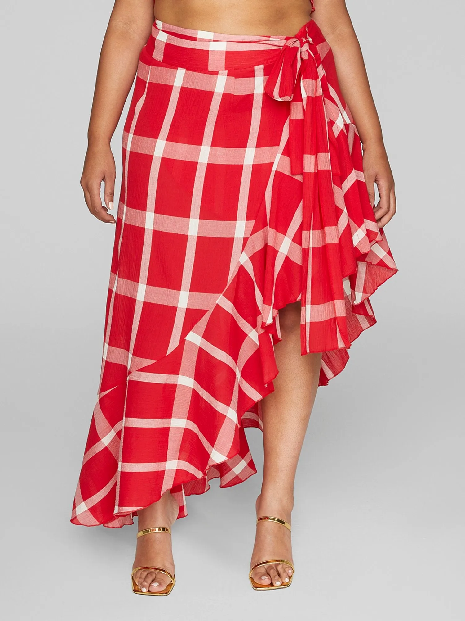 Gina Plaid Ruffle Maxi Skirt