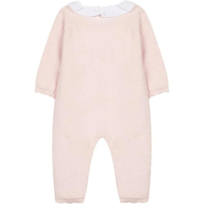 Girls Pink Knitted Babysuit