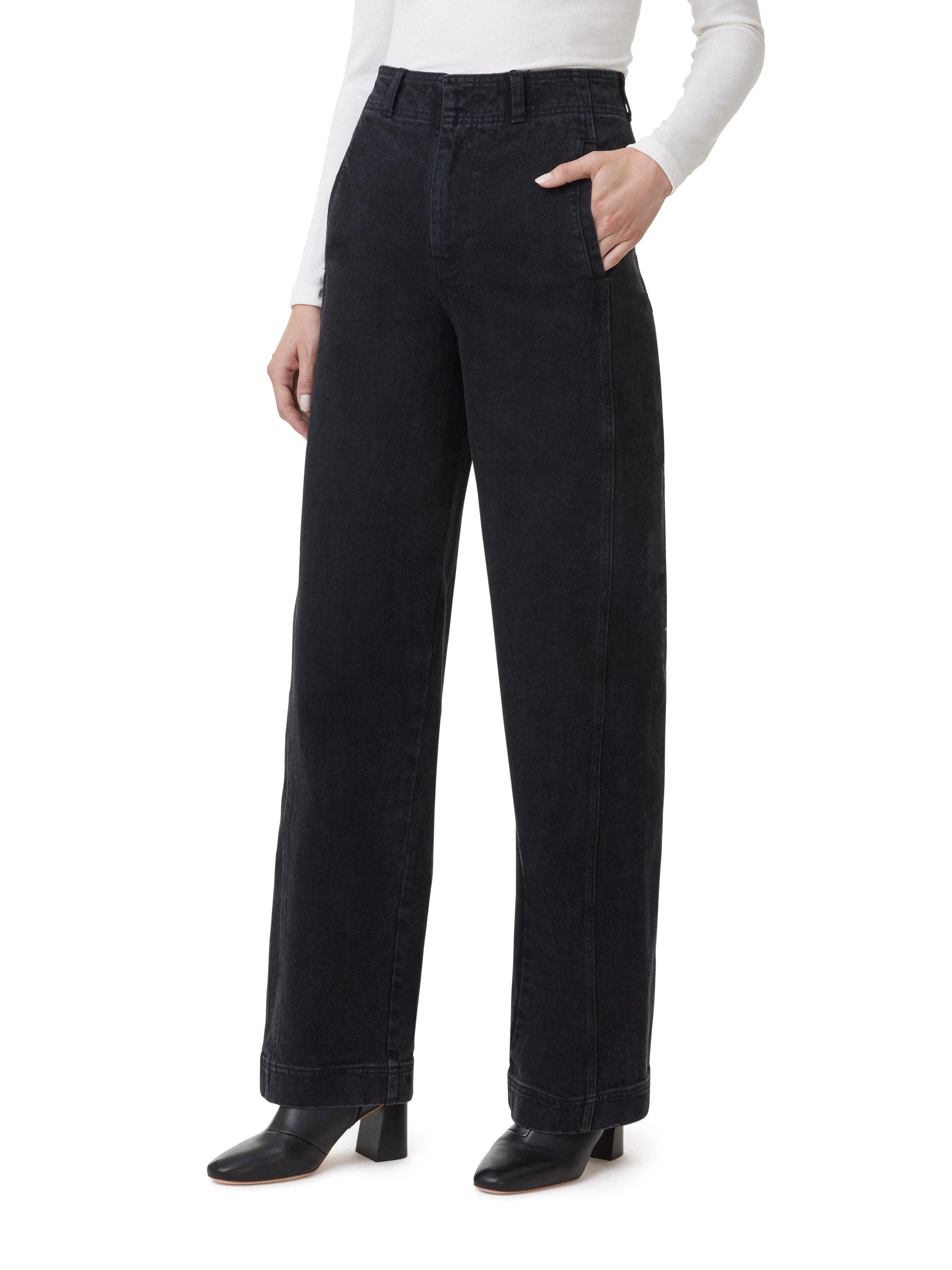 High Rise Side Panel Ankle Barrel Leg Jeans