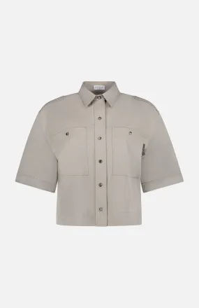 Lightly Wrinkled Cotton Short Sleeve Top
