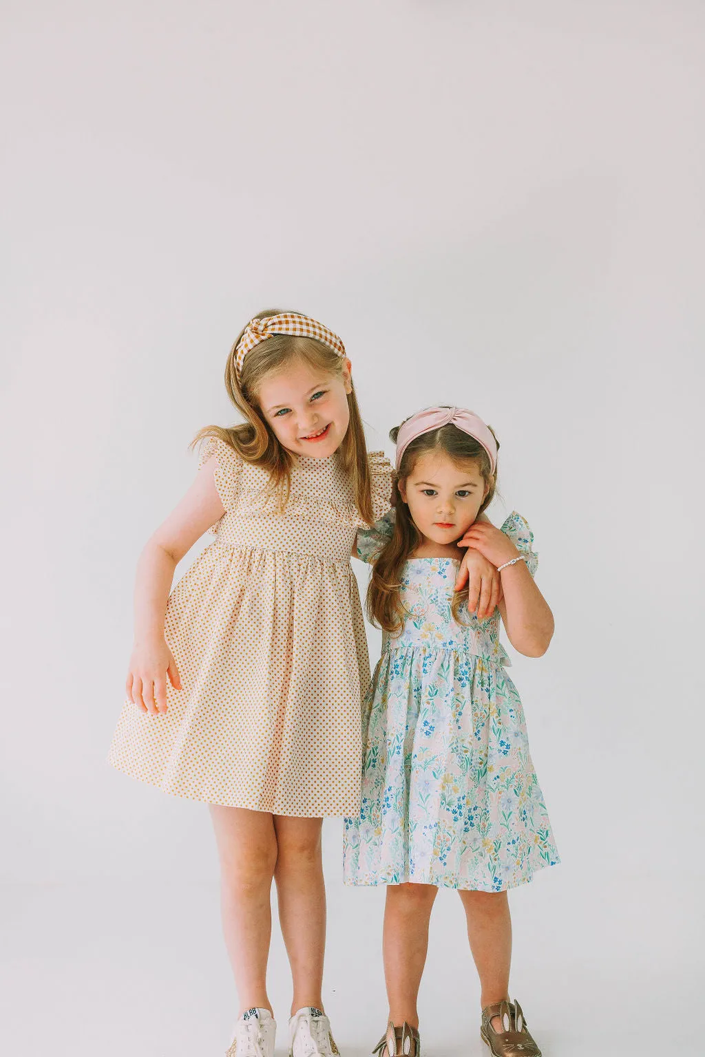 Little Girl's Pink and Blue Pastel Bunny Print Easter Dress