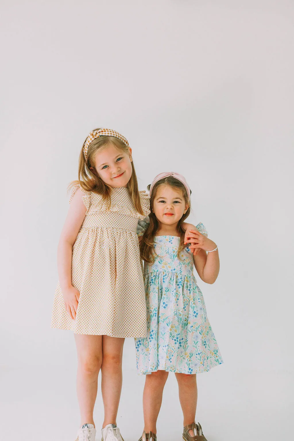 Little Girl's Pink and Blue Pastel Bunny Print Easter Dress