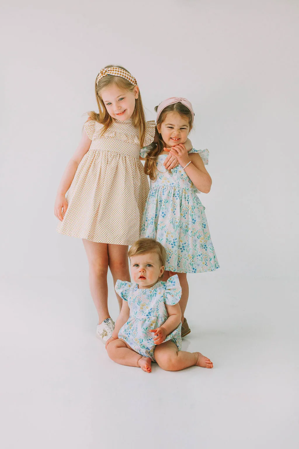 Little Girl's Pink and Blue Pastel Bunny Print Easter Dress