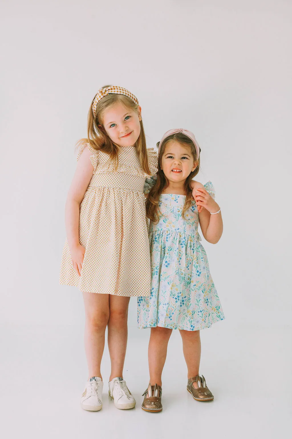 Little Girl's Pink and Blue Pastel Bunny Print Easter Dress