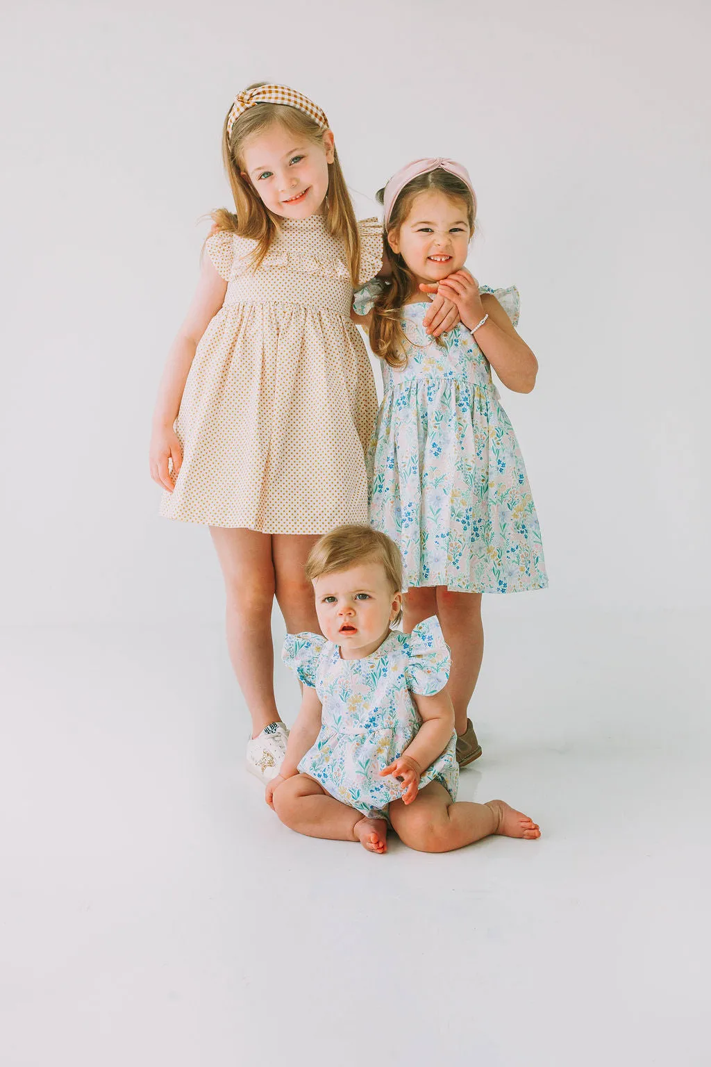 Little Girl's Pink and Blue Pastel Bunny Print Easter Dress