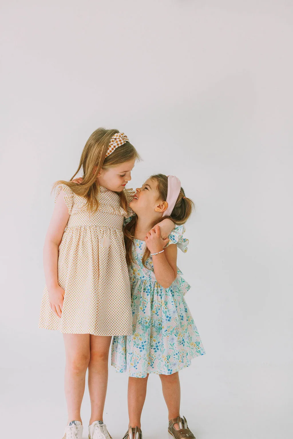 Little Girl's Pink and Blue Pastel Bunny Print Easter Dress