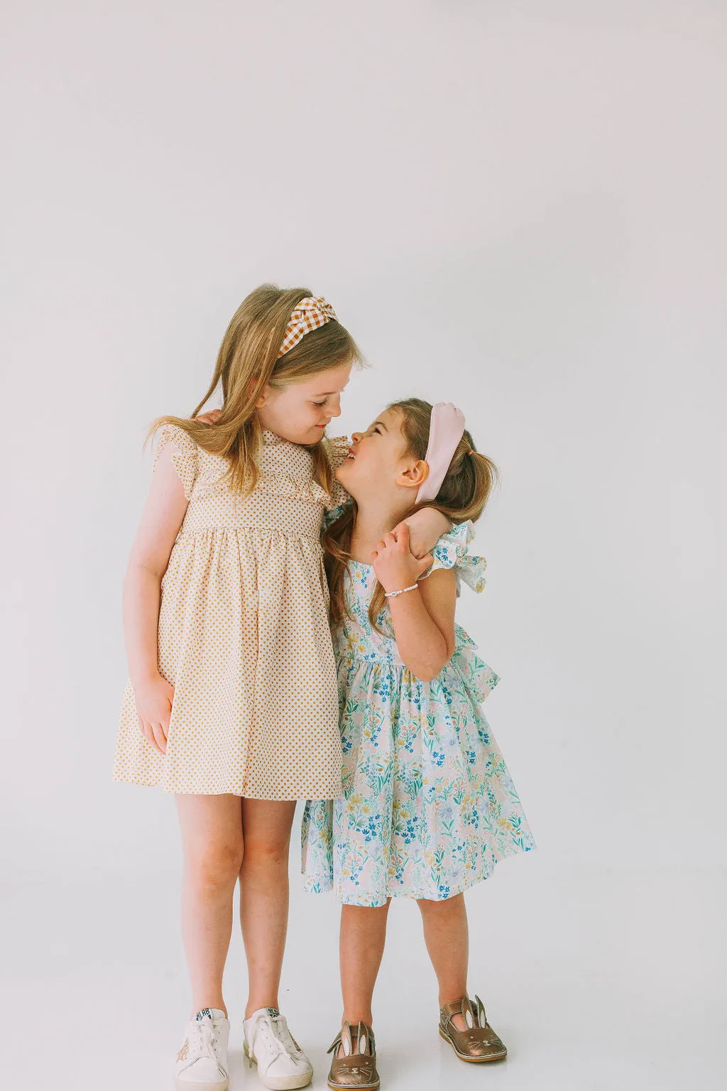 Little Girl's Pink and Blue Pastel Bunny Print Easter Dress