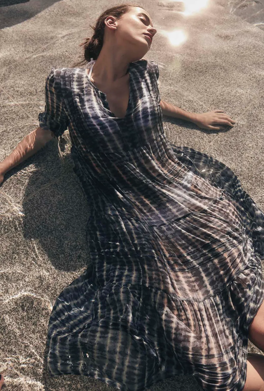 Moonlight Wave Pintuck Dress