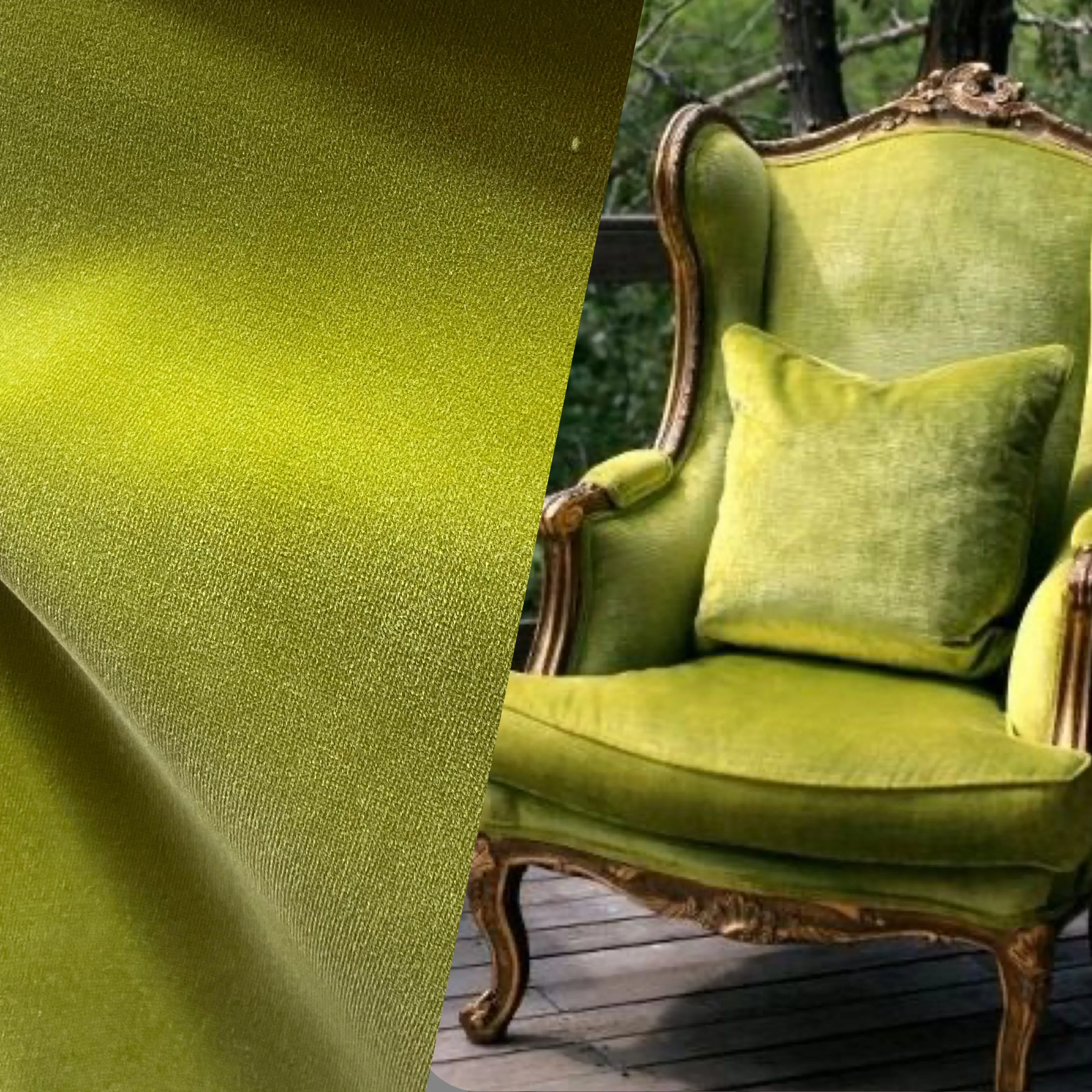 NEW! Prince Oliver - Designer 100% Cotton Made In Belgium Upholstery Velvet Fabric - Icy Kiwi