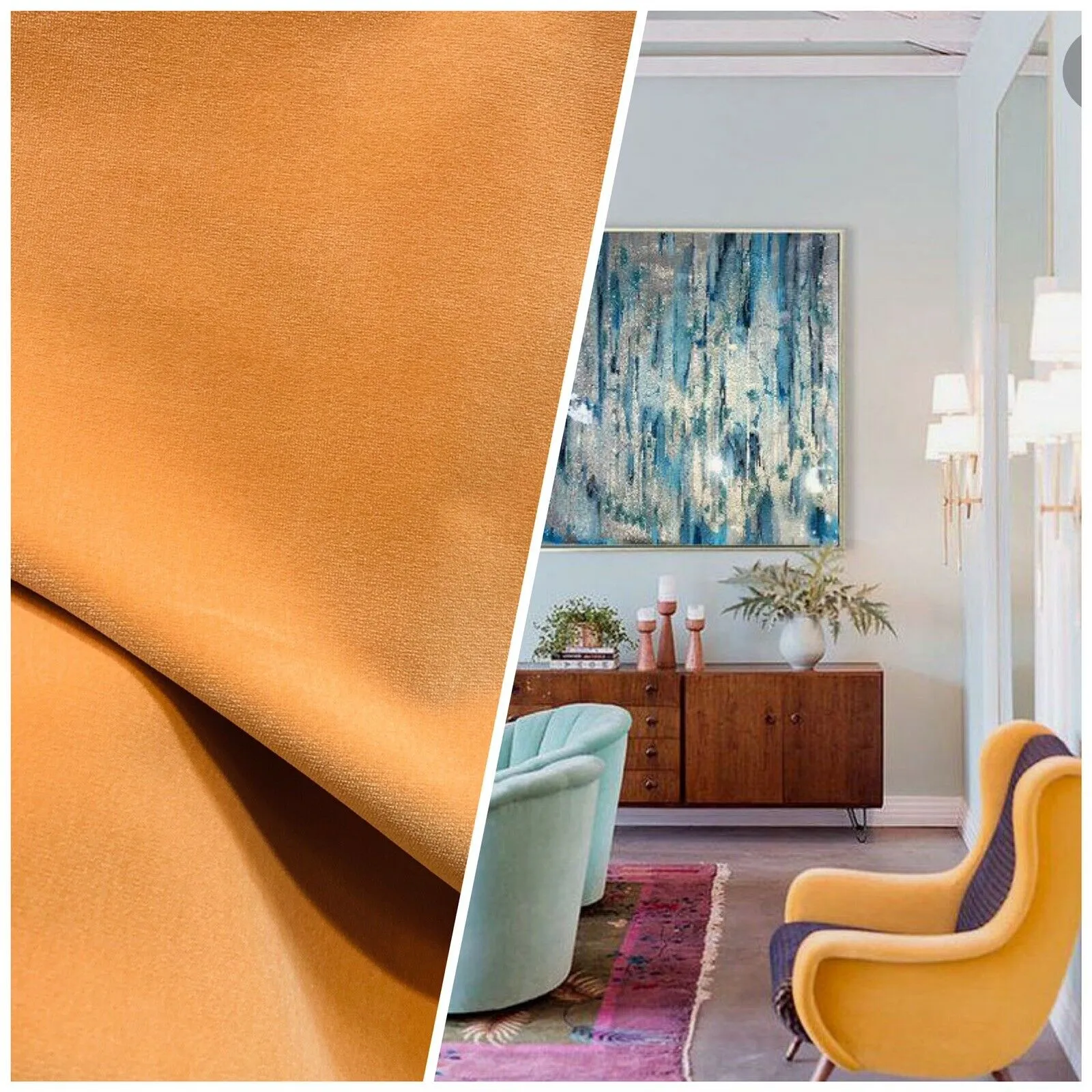NEW! Prince Oliver - Designer 100% Cotton Made In Belgium Upholstery Velvet Fabric - Icy Pumpkin