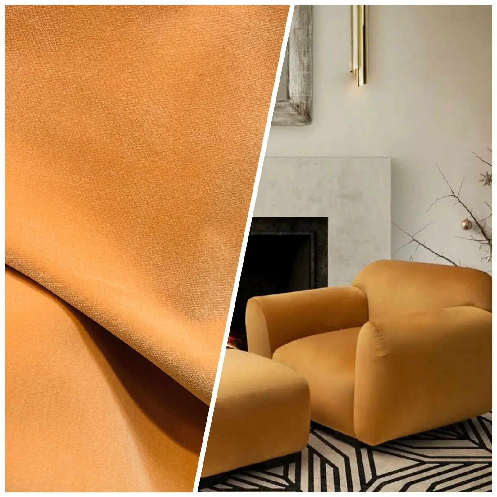NEW! Prince Oliver - Designer 100% Cotton Made In Belgium Upholstery Velvet Fabric - Icy Pumpkin