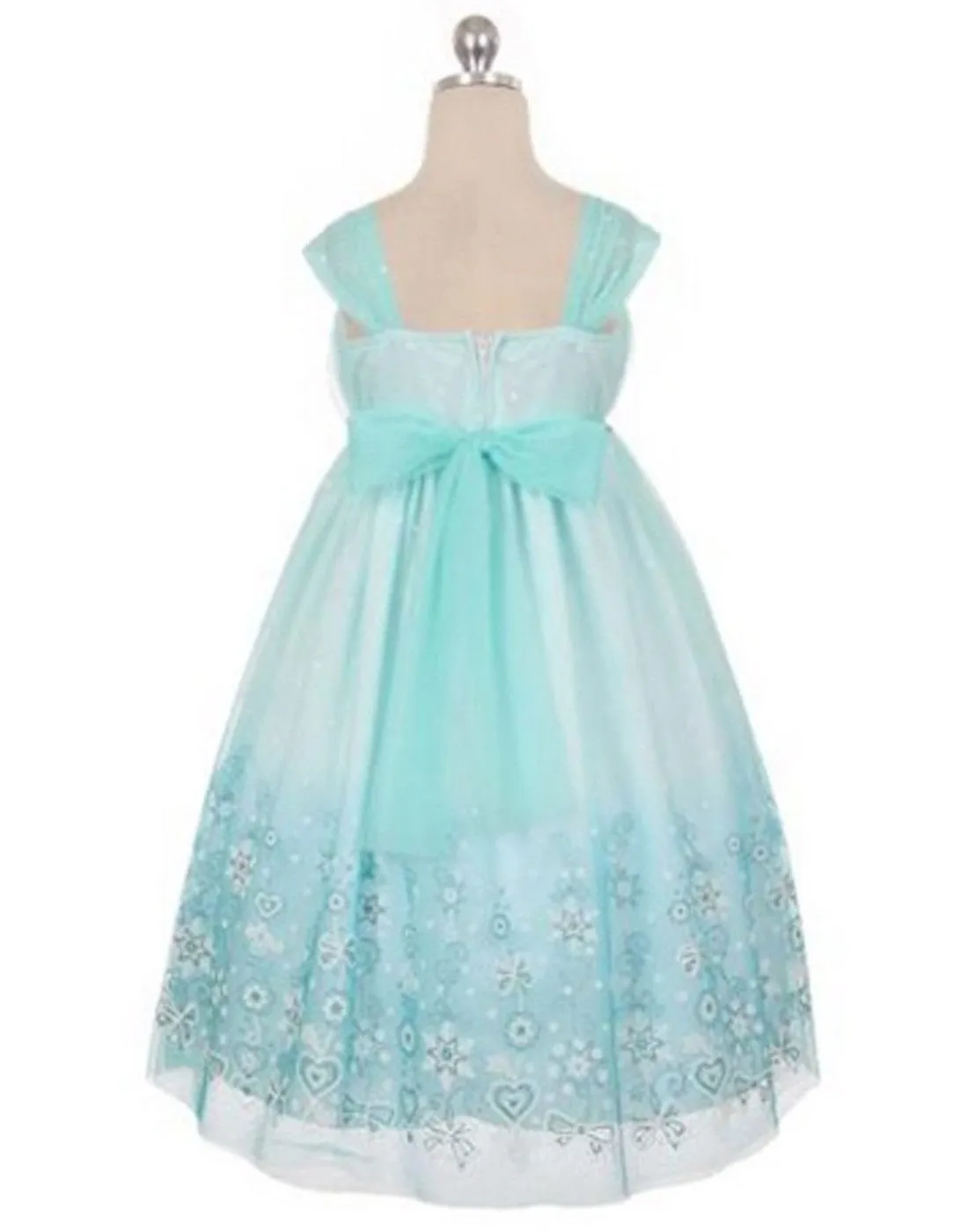 Ombre Glitter Princess Tulle Dress - Turquoise