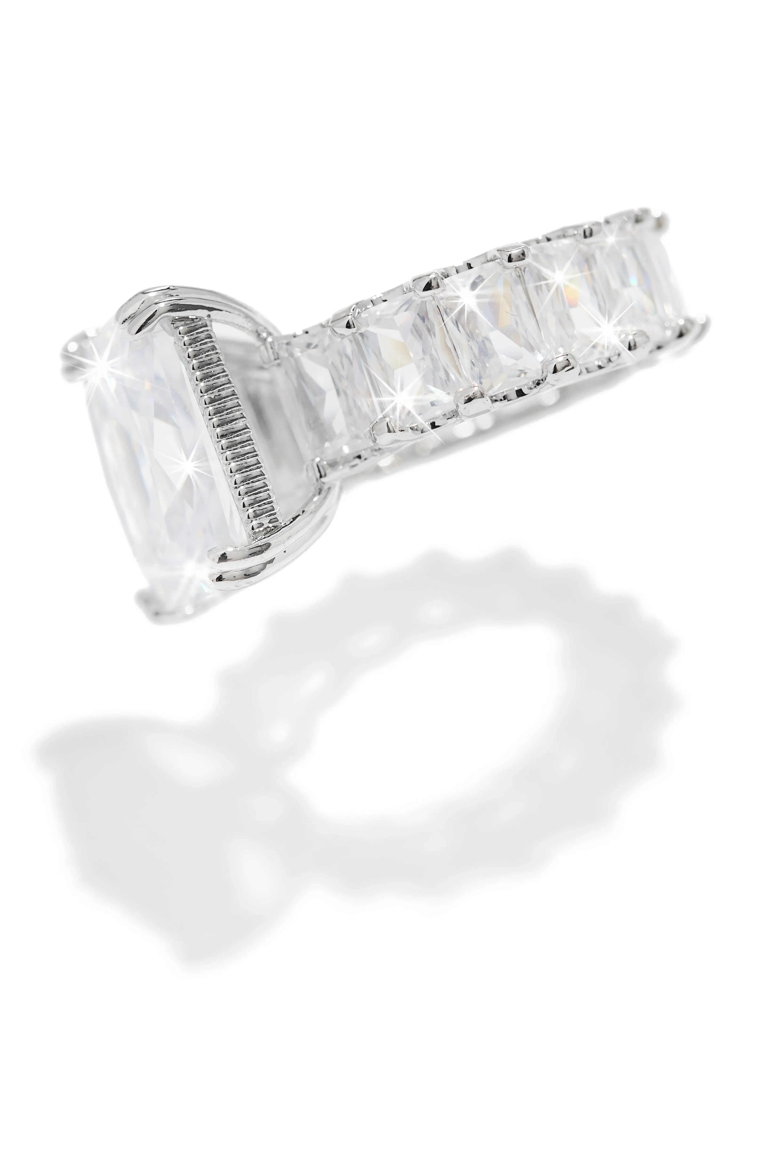 One and Only Embellished Square Ring - Silver