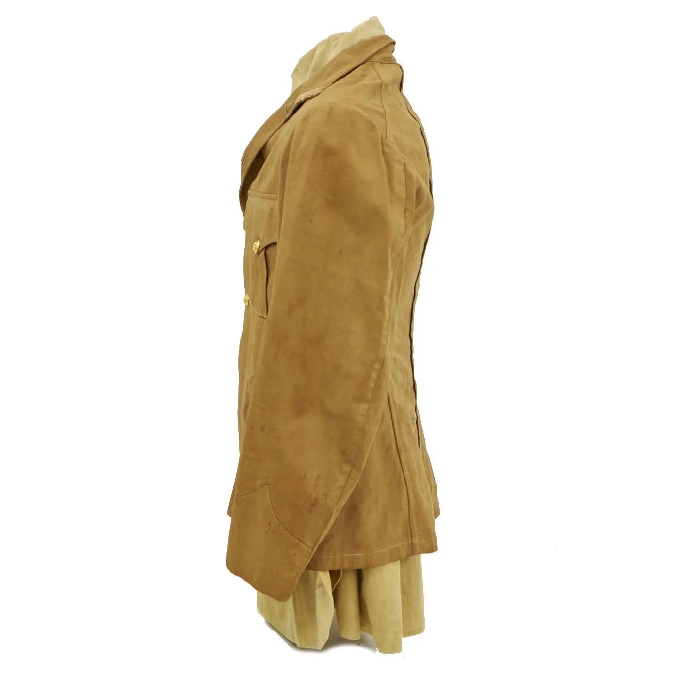 Original U.S. Spanish American War Marine Corps Model 1898 Khaki Tropical Uniform Coat with Period Tropical Weight Shirt - USMC