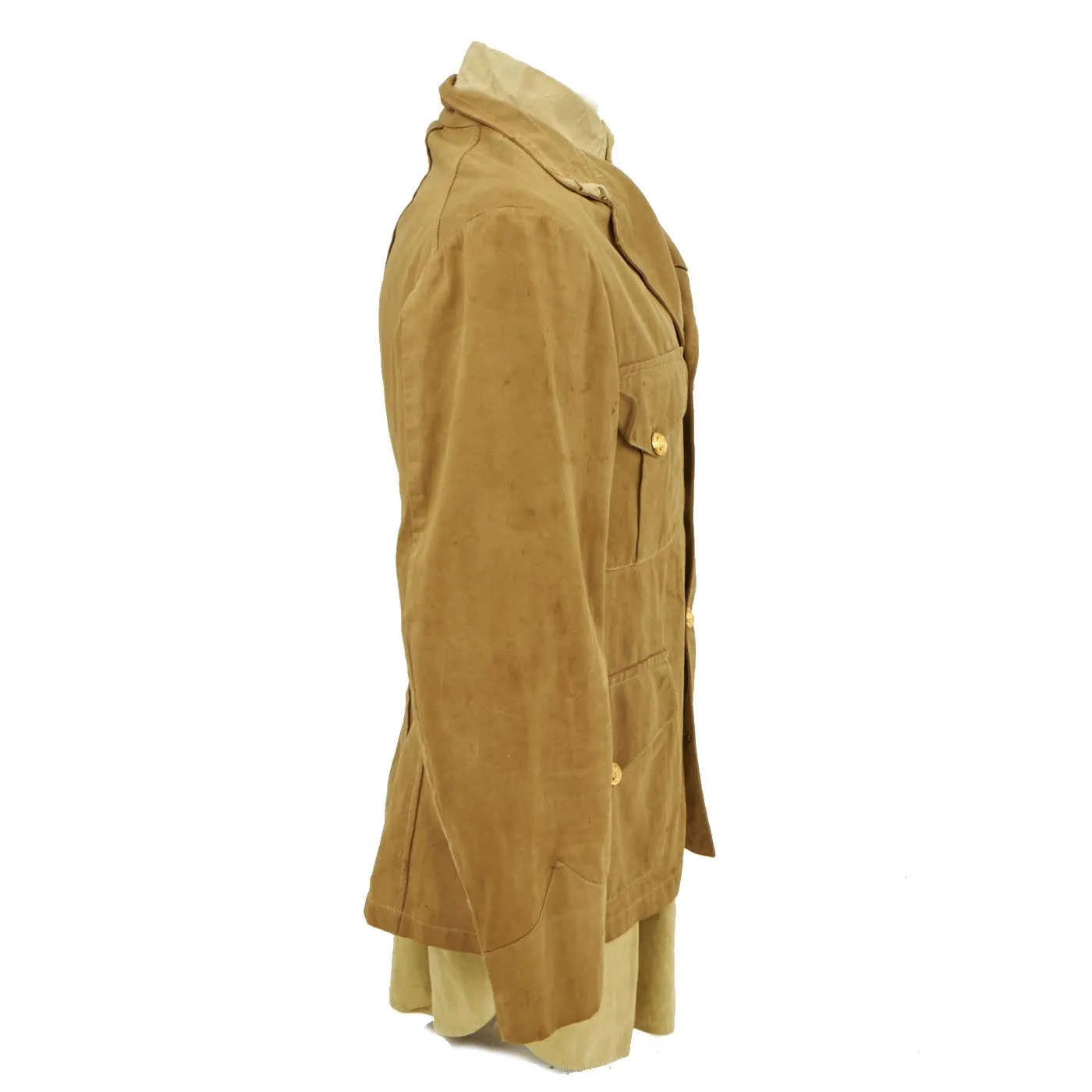 Original U.S. Spanish American War Marine Corps Model 1898 Khaki Tropical Uniform Coat with Period Tropical Weight Shirt - USMC