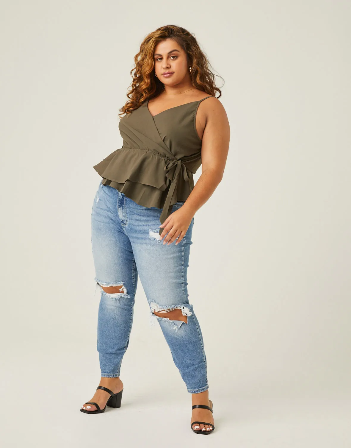 Plus Size Woven Wrap Tank