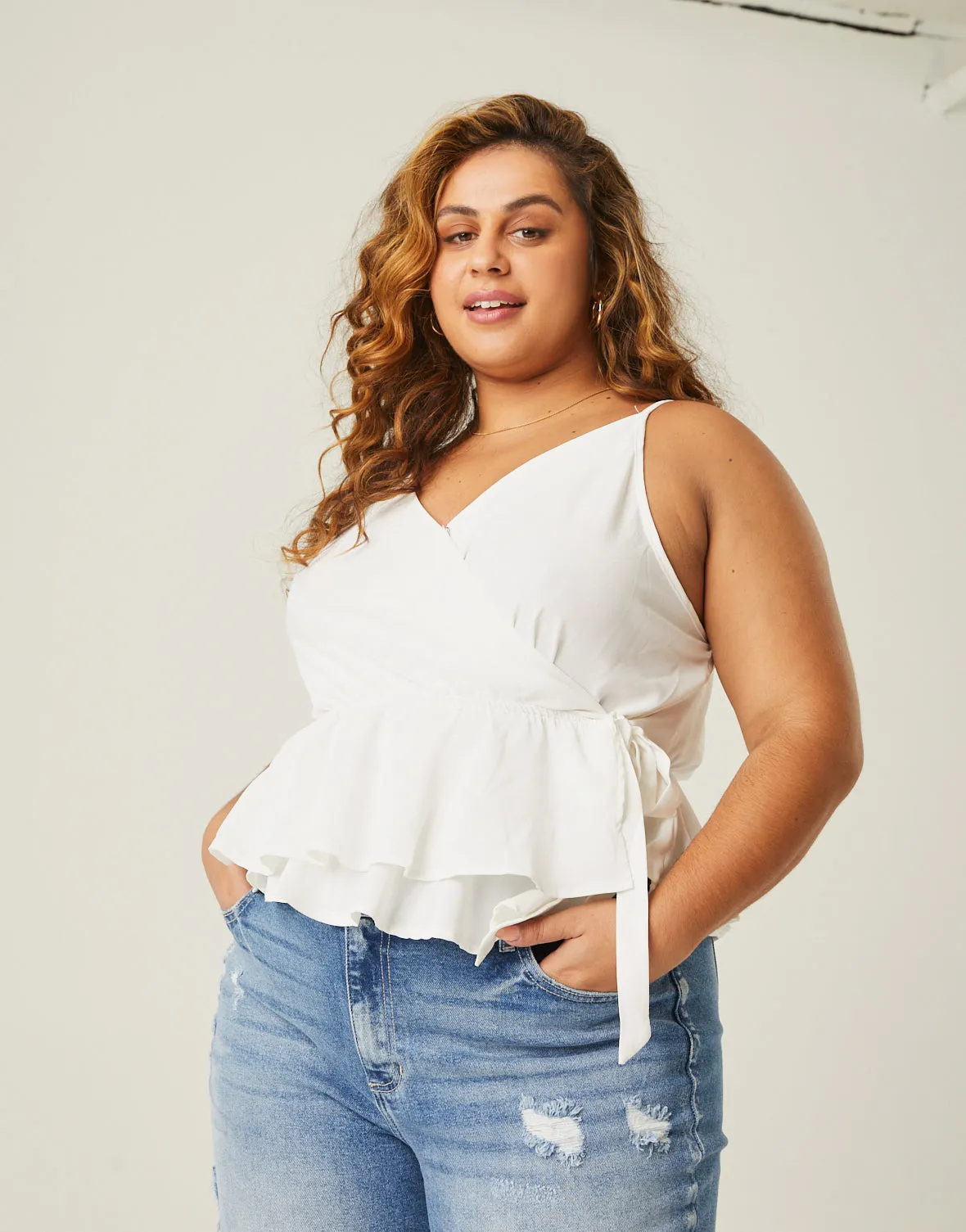 Plus Size Woven Wrap Tank