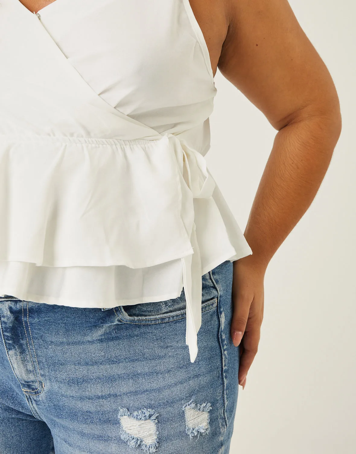 Plus Size Woven Wrap Tank