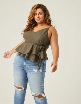 Plus Size Woven Wrap Tank