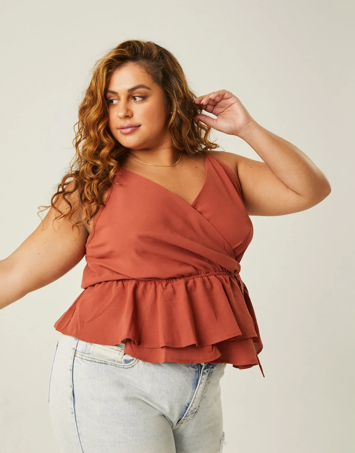 Plus Size Woven Wrap Tank